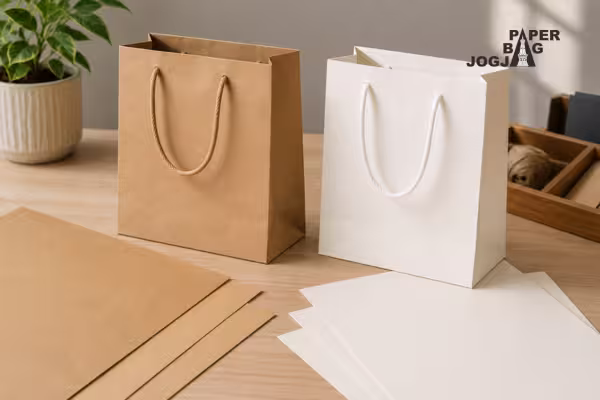 kertas kraft atau ivory untuk paper bag sebagai contoh pilihan kemasan kertas yang disesuaikan dengan kebutuhan bisnis