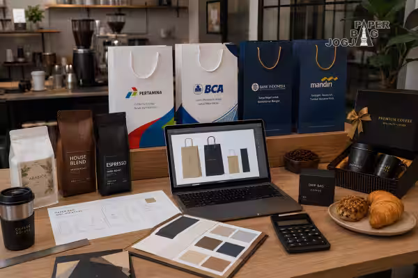 Paper bag untuk coffee shop dengan desain paper bag custom profesional untuk kebutuhan bisnis