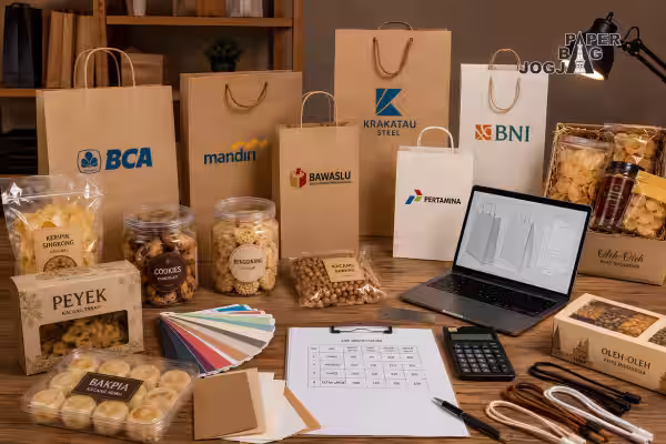 Paper bag makanan kering dengan desain paper bag custom profesional untuk kebutuhan bisnis