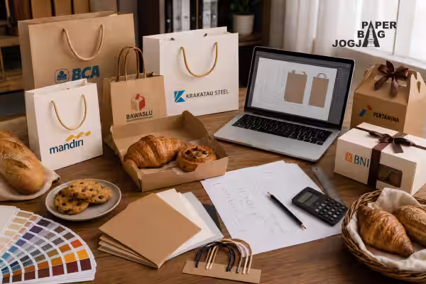 Paper bag untuk bakery dengan desain paper bag custom profesional untuk kebutuhan bisnis