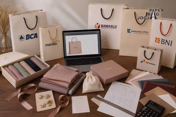 Paper bag untuk hijab brand dengan desain paper bag custom profesional untuk kebutuhan bisnis