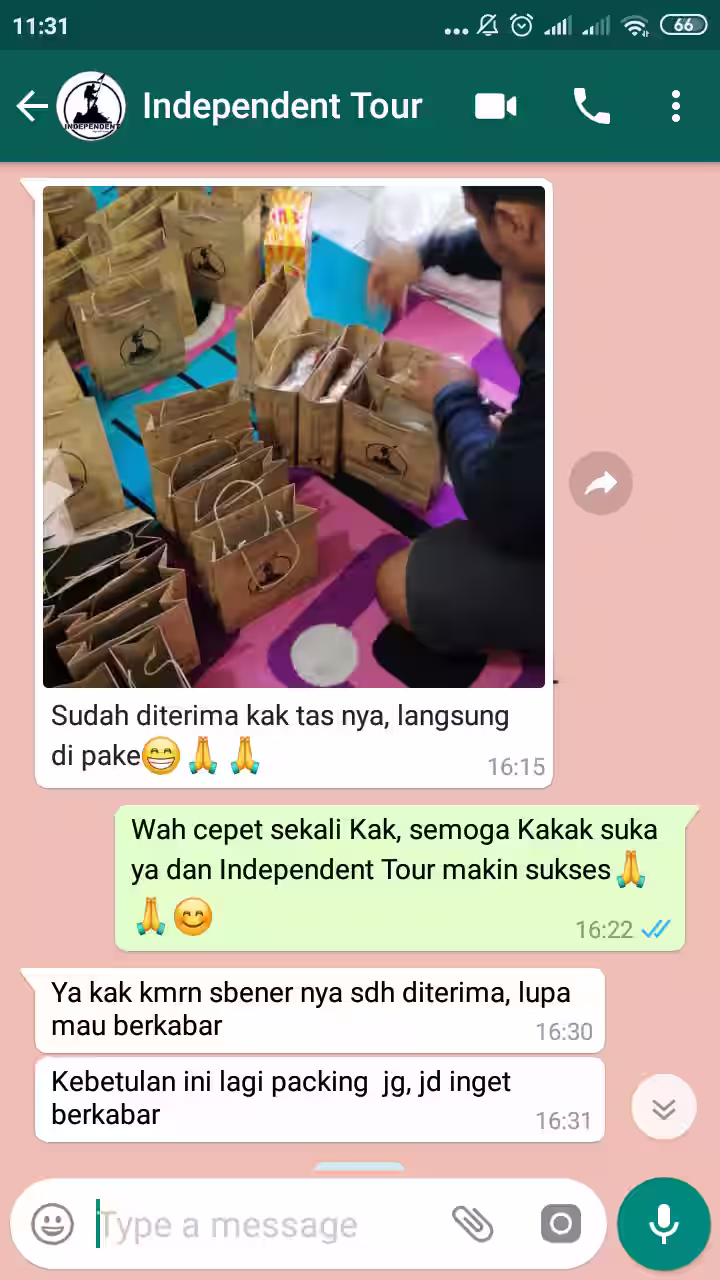 Screenshot testimoni pelanggan PaperBagJogja.com