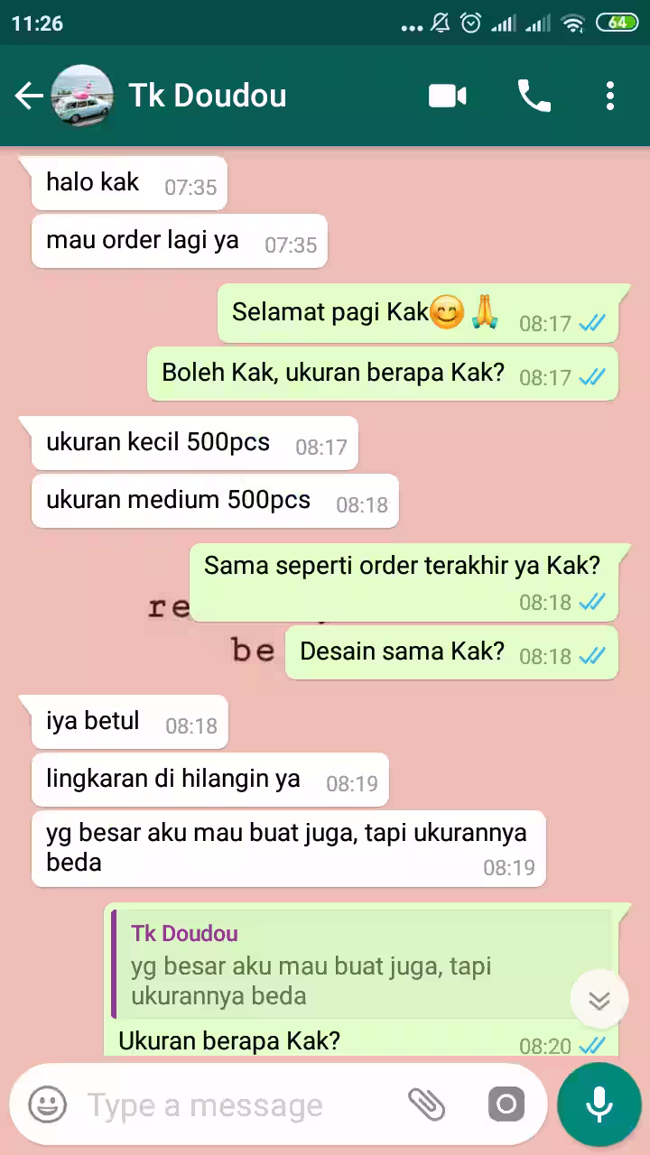 Screenshot testimoni order paper bag custom