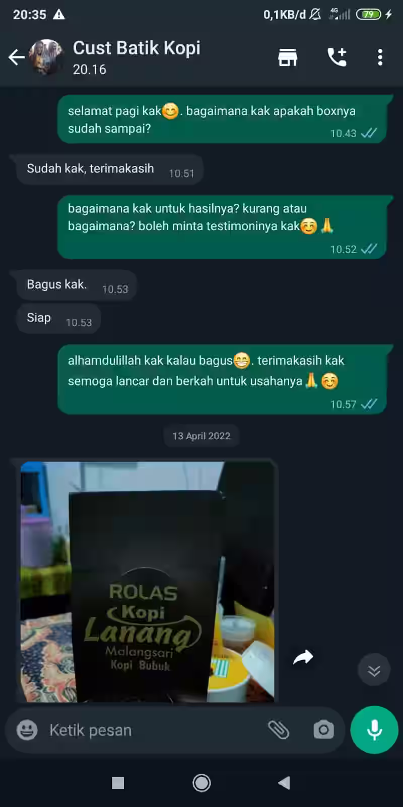 Screenshot testimoni pelanggan PaperBagJogja.com