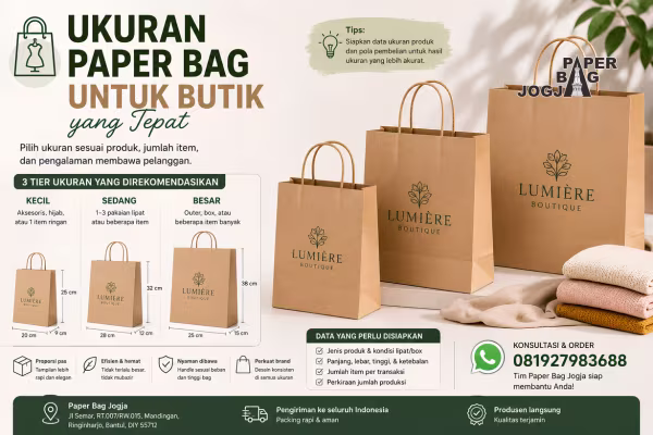 Paper Bag Jogja Custom Ekslusif 7 ukuran paper bag untuk butik untuk kebutuhan bisnis B2B