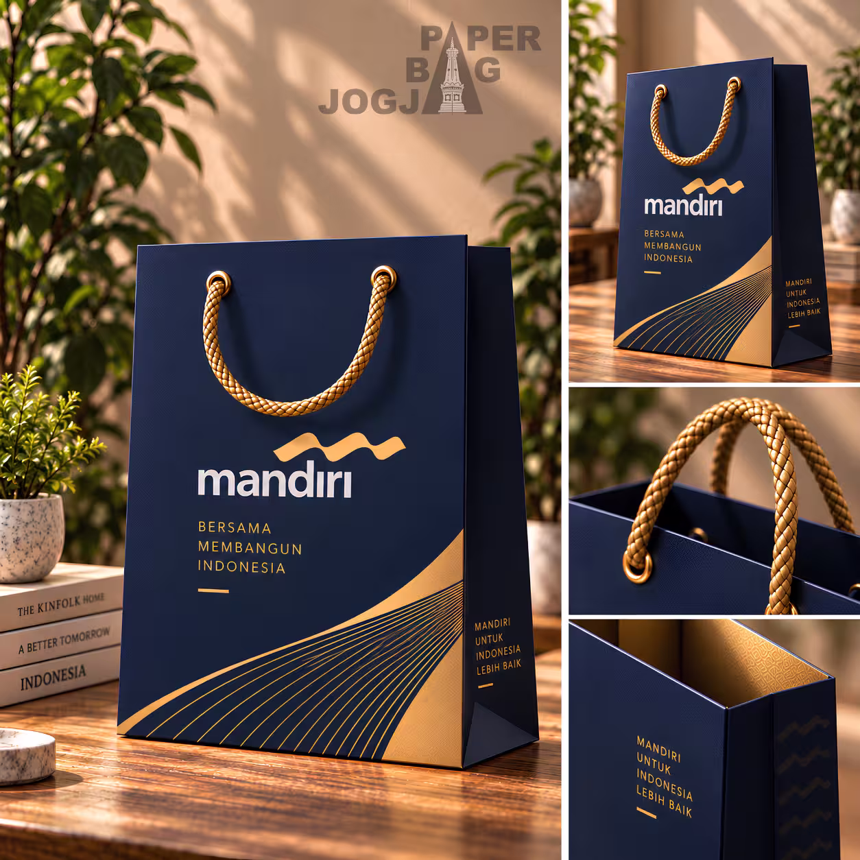 Visualisasi representatif custom paper bag untuk klien Mandiri pada kebutuhan corporate premium