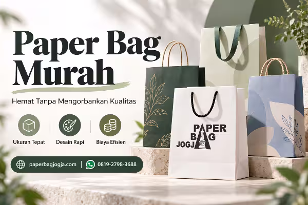 Paper Bag Jogja Custom Ekslusif 10 Paper bag ekonomis dengan desain rapi, warna premium, dan beberapa pilihan ukuran untuk kebutuhan bisnis, disertai paperbagjogja.com dan WhatsApp 0819-2798-3688.